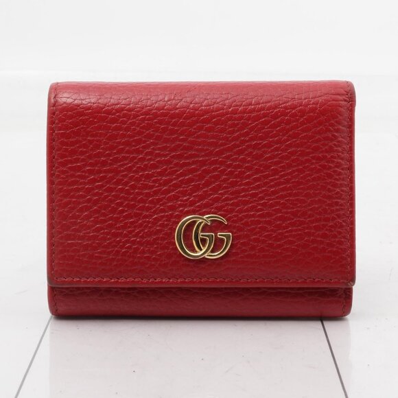 Gucci Handbags - GUCCI GG Marmont Leather Folding Wallet Red